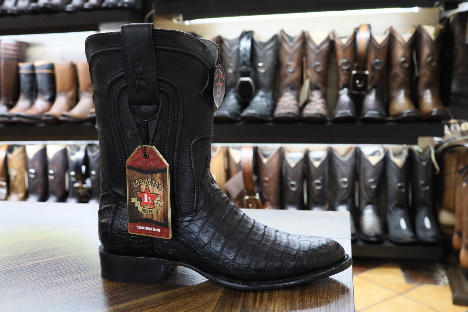 Los Altos Men’s Roper Black Caiman Boot