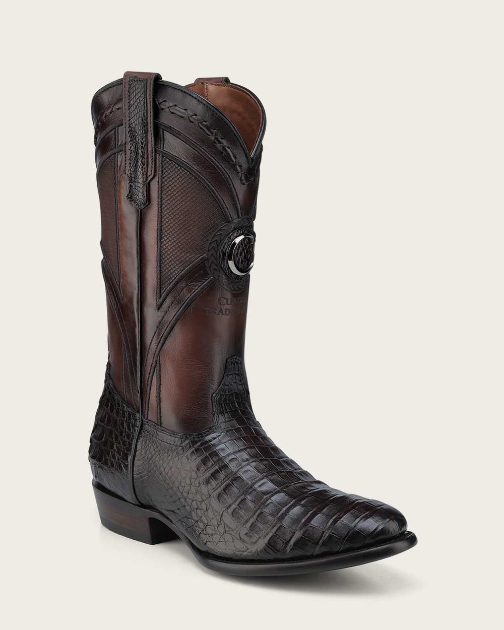 Cuadra Men’s Brown Caiman Embroidery & Laser & Woven J Toe Boot