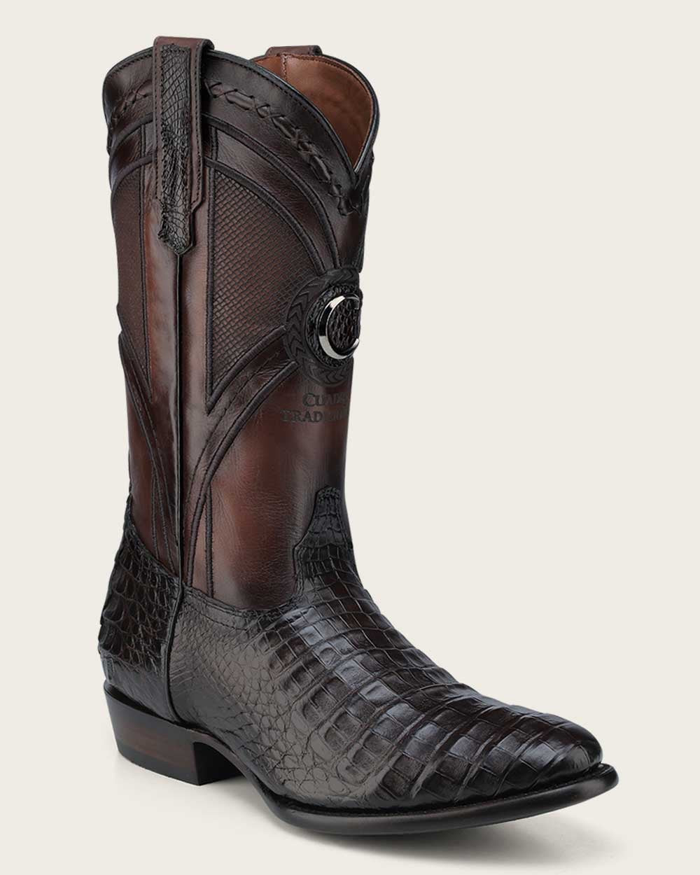 Cuadra Men’s Brown Caiman Embroidery & Laser & Woven J Toe Boot