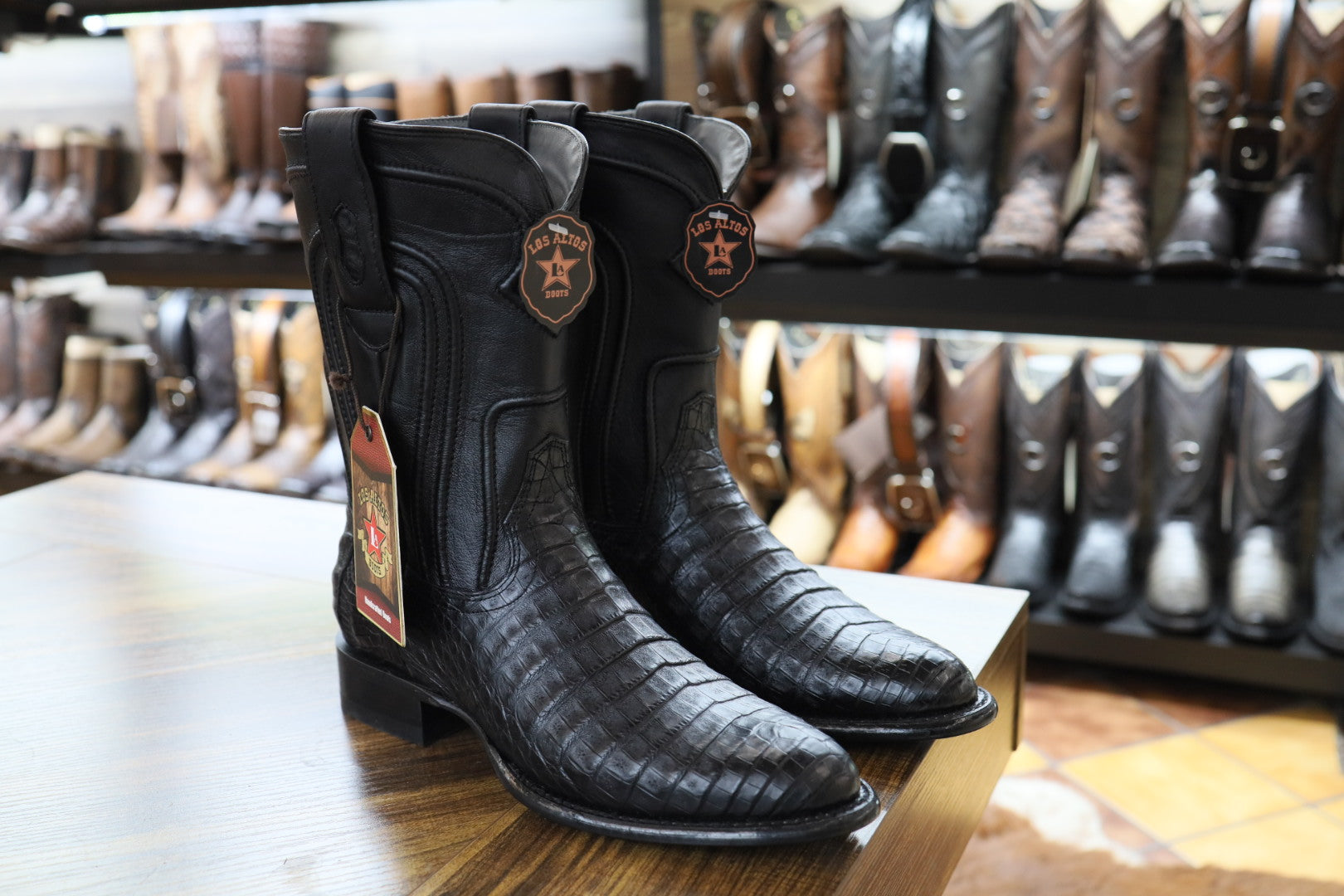 Los Altos Men’s Roper Black Caiman Boot