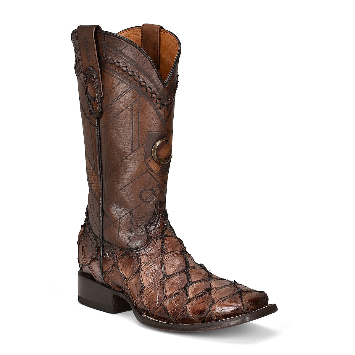 Cuadra Men’s Chocolate Glazed Pirarucu Square Toe Boots