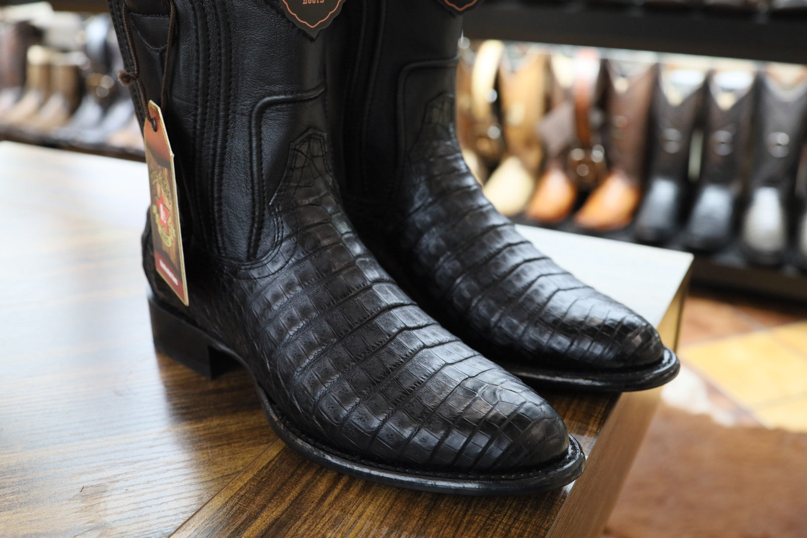 Los Altos Men’s Roper Black Caiman Boot