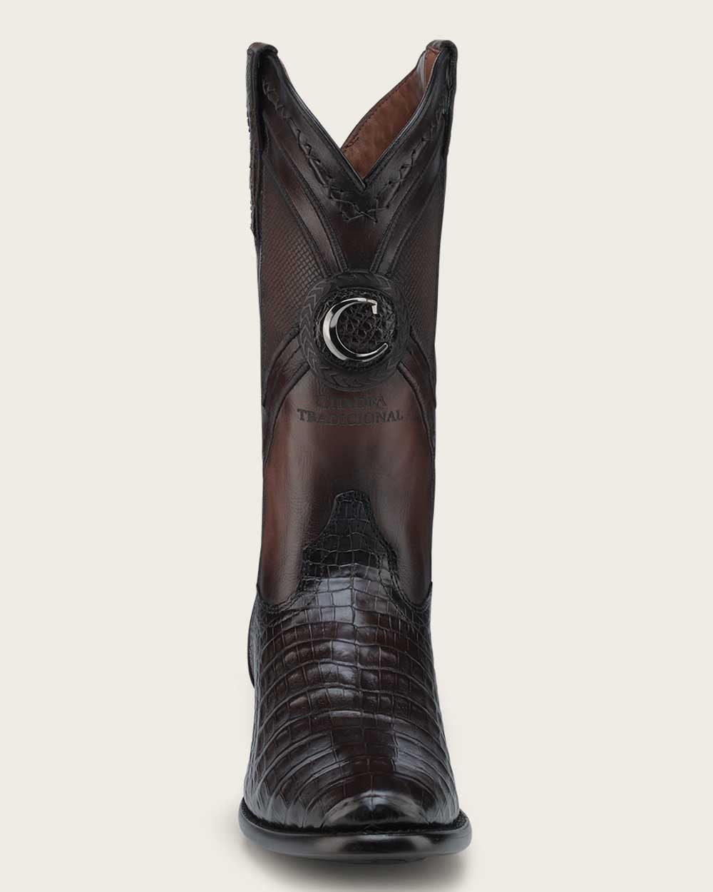 Cuadra Men’s Brown Caiman Embroidery & Laser & Woven J Toe Boot