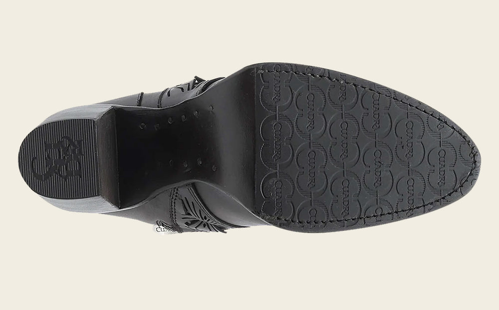 Cuadra Women’s Black Stingray Zipper & Studs & Laser Round Toe