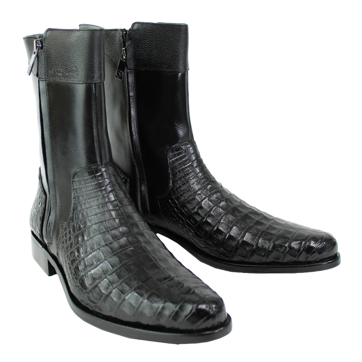 Franco Cuadra Men’s Black Caiman Round Toe Zipper