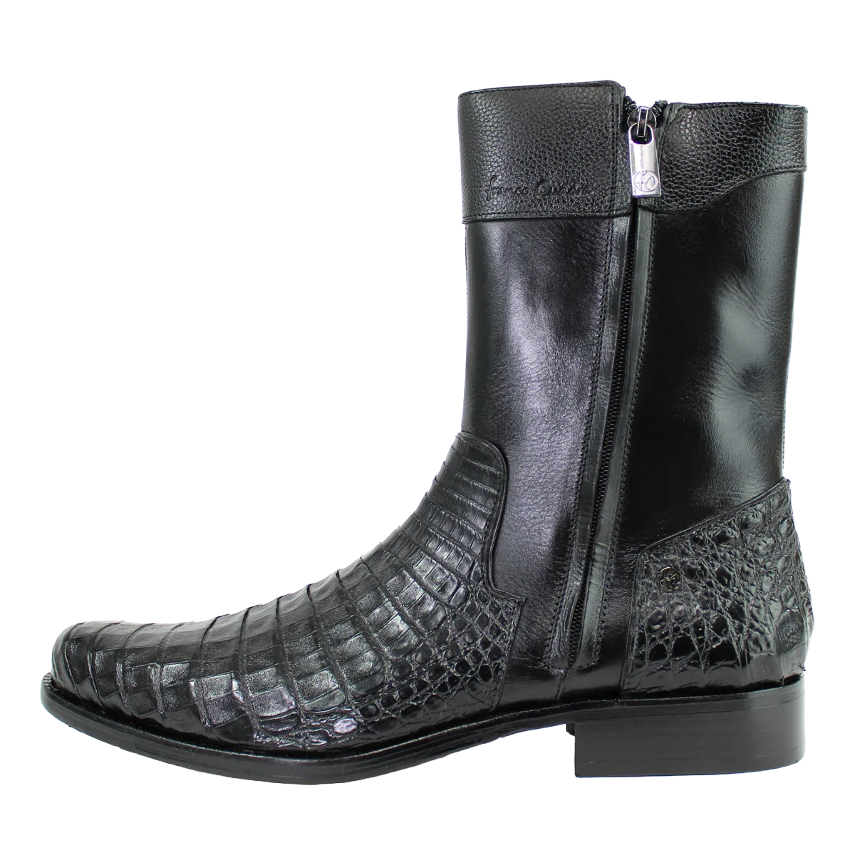 Franco Cuadra Men’s Black Caiman Round Toe Zipper