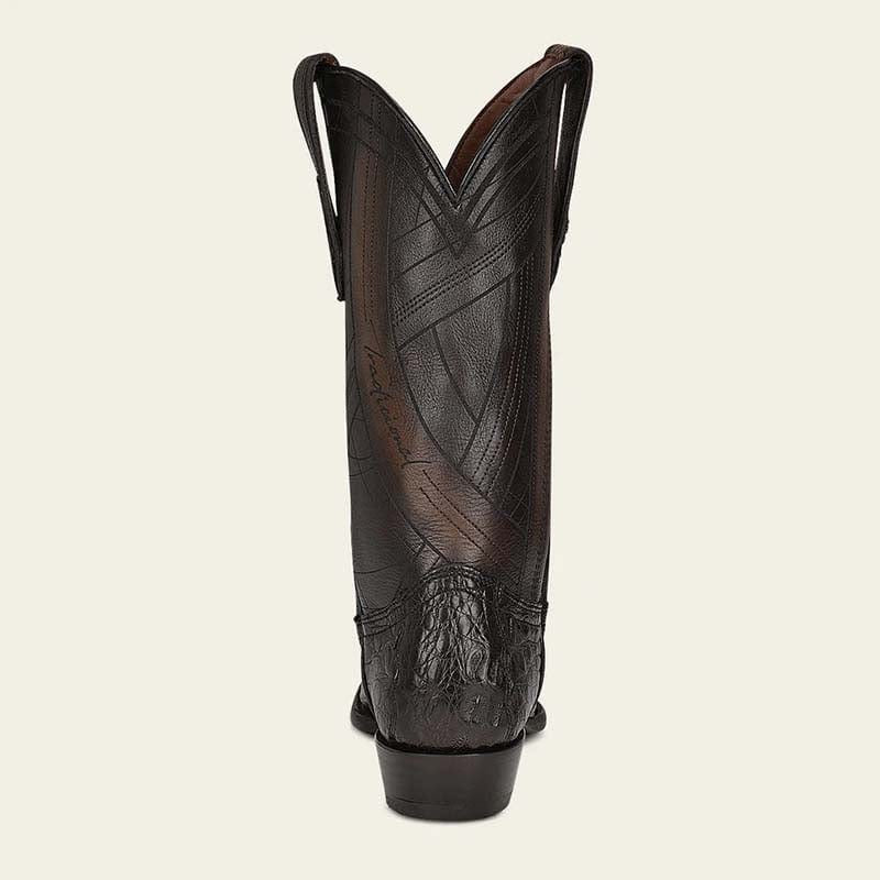 Cuadra Men's Black/Brown Caiman Laser & Embroidery Snip Toe