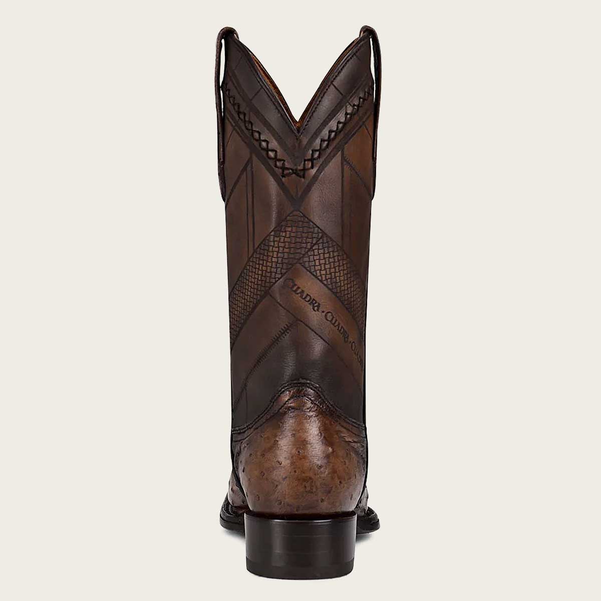 Cuadra Engraved Ostrich Leather Narrow Square Western boot