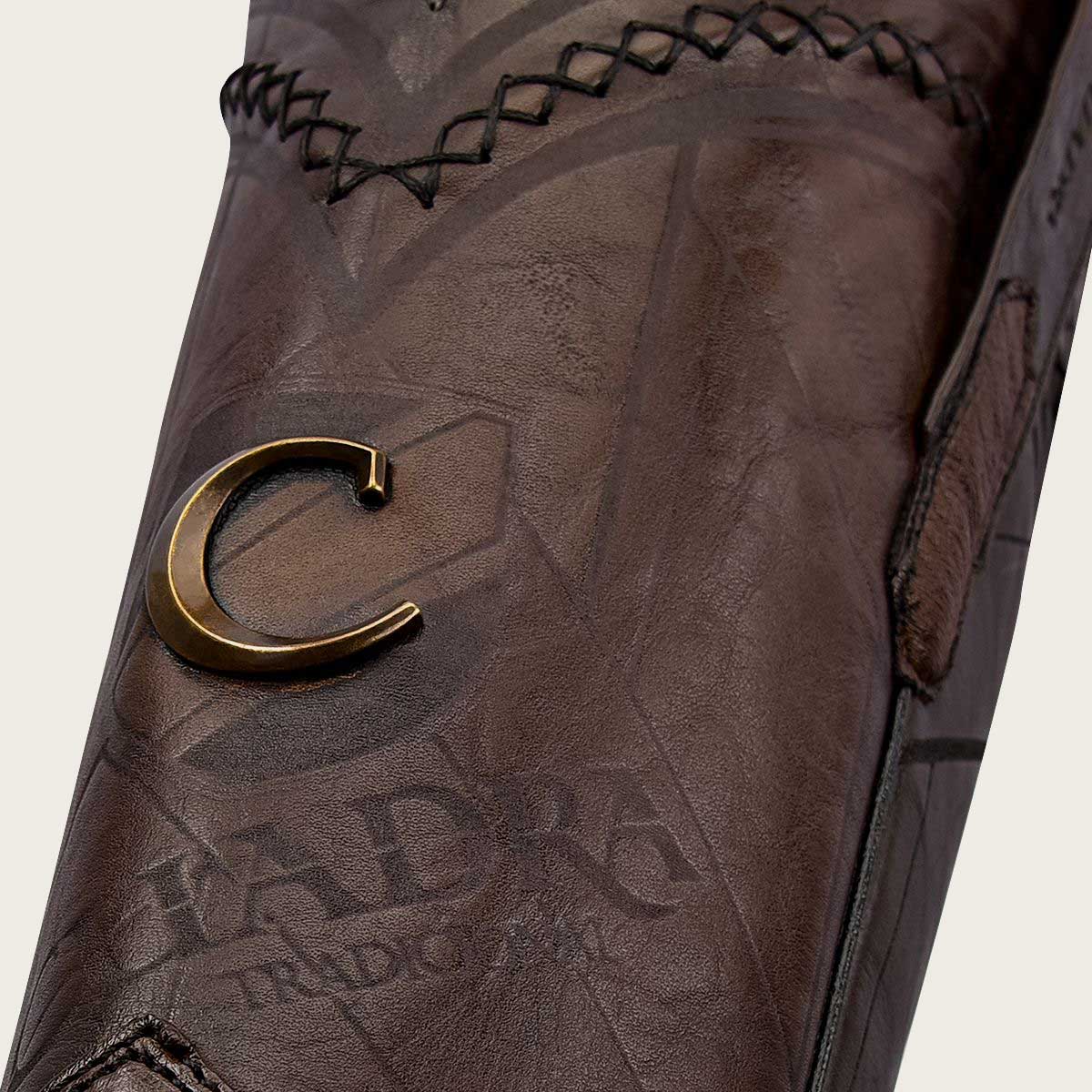 Cuadra Engraved Ostrich Leather Narrow Square Western boot