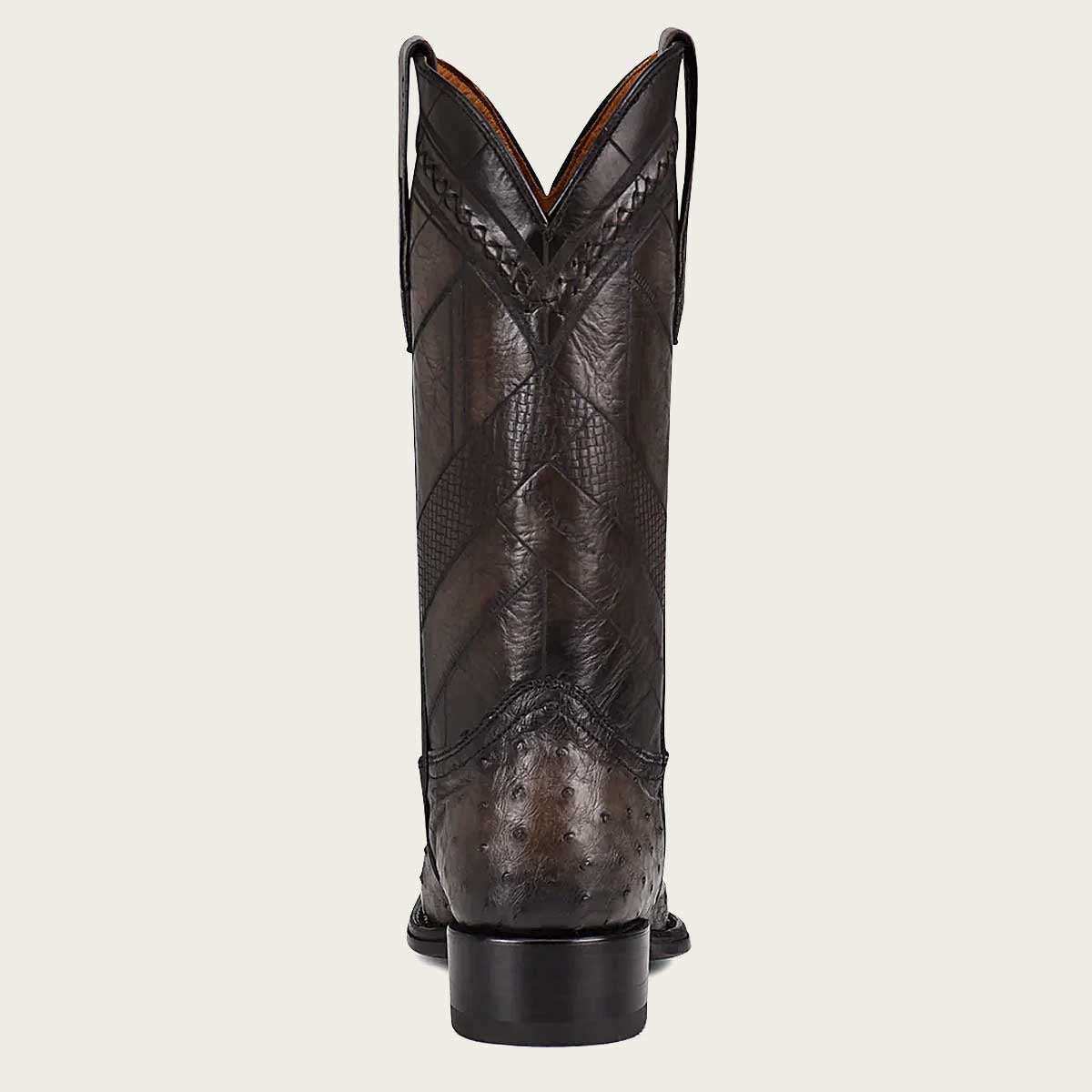 Cuadra Engraved Ostrich Leather Narrow Square Western boot