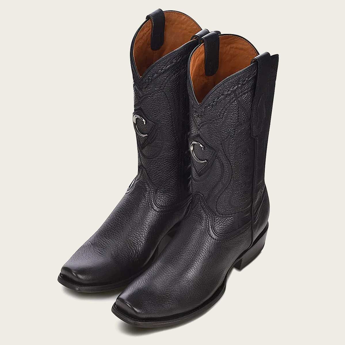 Cuadra Men's Black Deer Laser & Narrow Square Toe