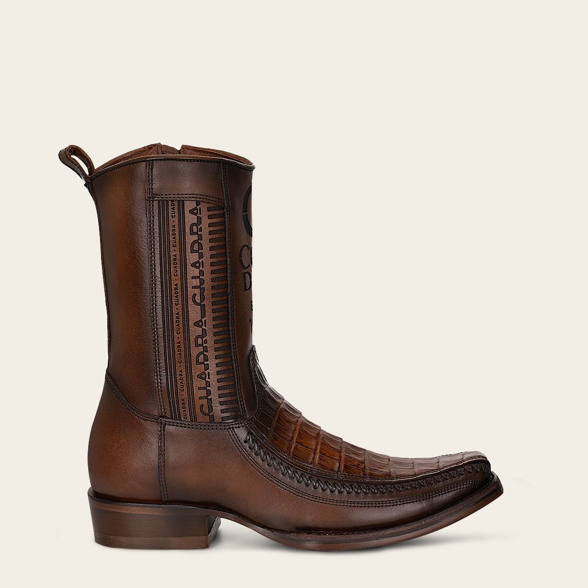 Cuadra Men's Brown Caiman Laser & Woven Narrow Square Toe