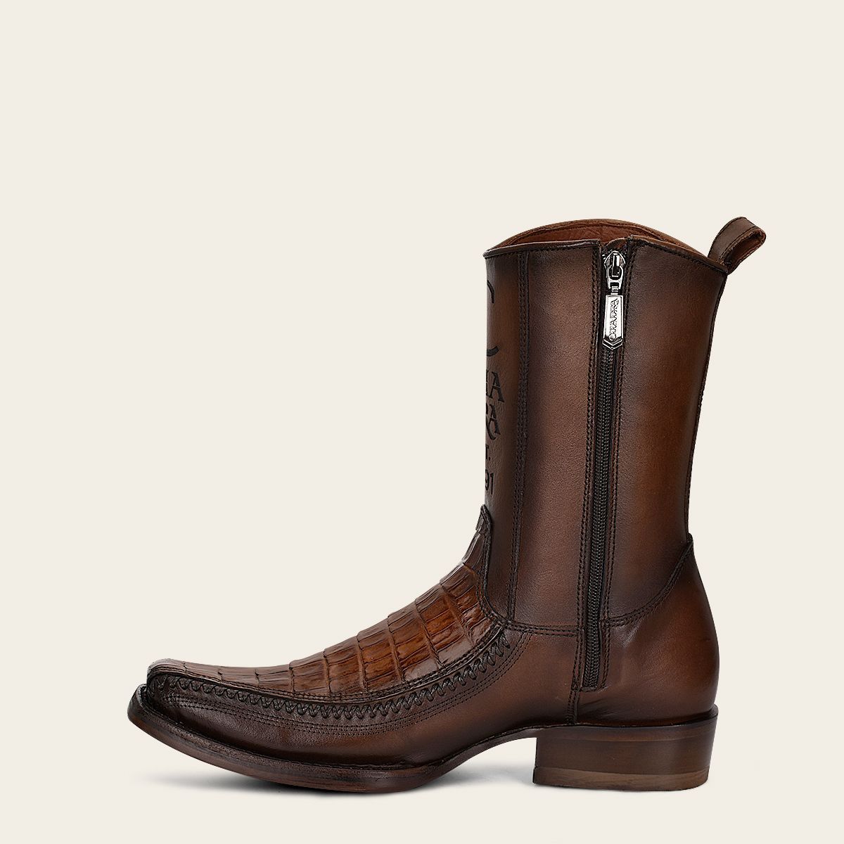 Cuadra Men's Brown Caiman Laser & Woven Narrow Square Toe