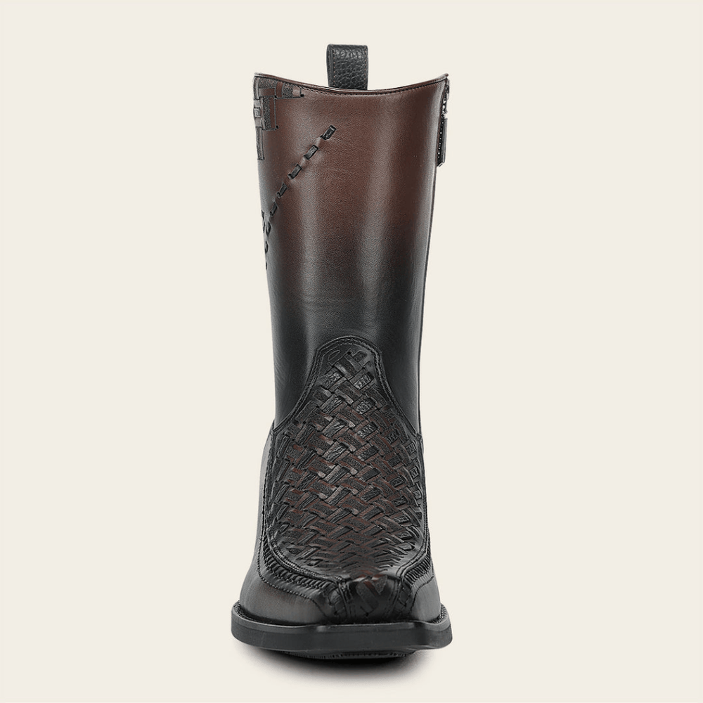 Cuadra Mens Chocolate Láser & Woven & Zipper Narrow Square Toe