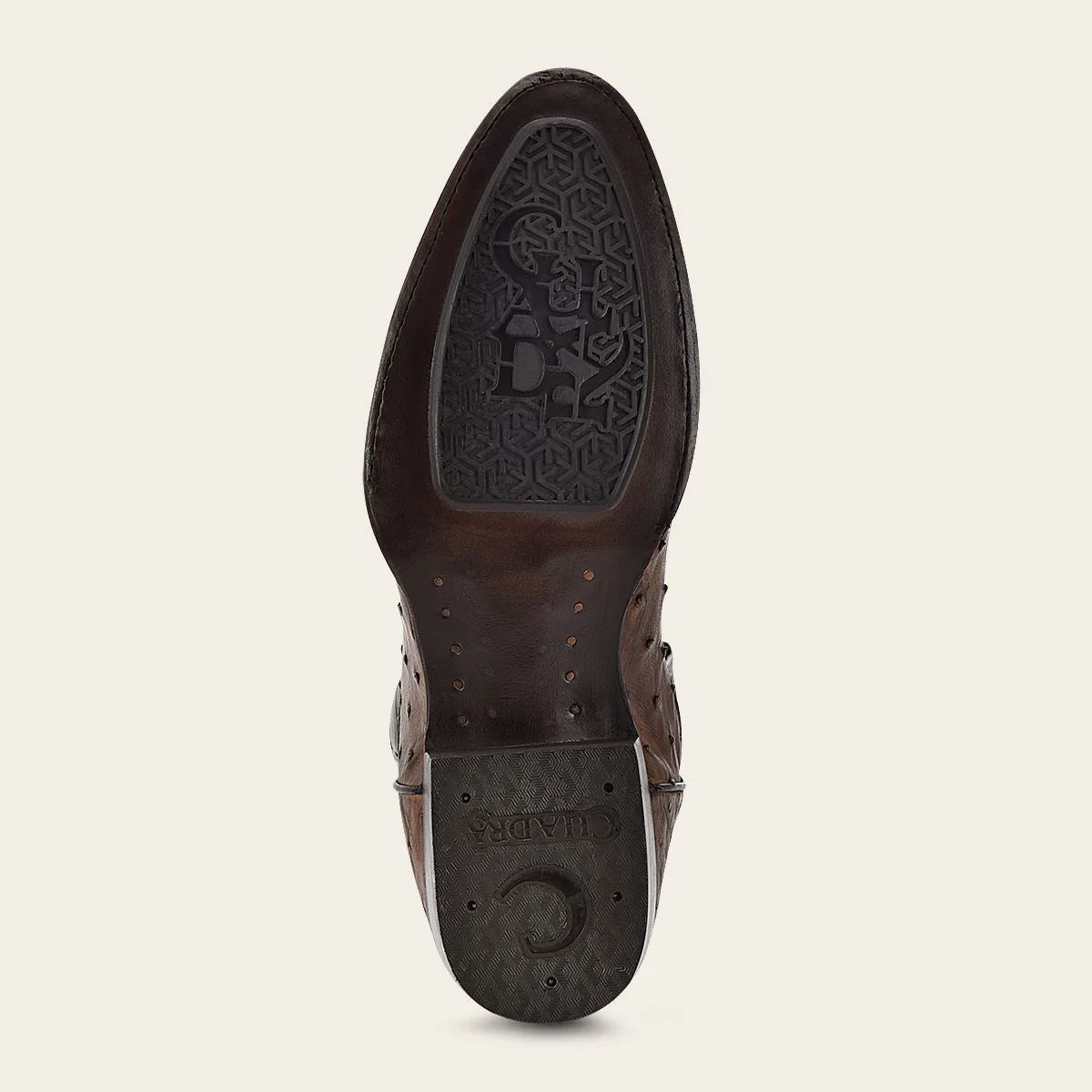 Cuadra Brown Ostrich Laser & Embroidery Round toe