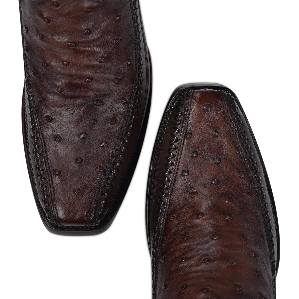 Cuadra Flame Chocolate Ostrich Laser & Woven Narrow Square Toe