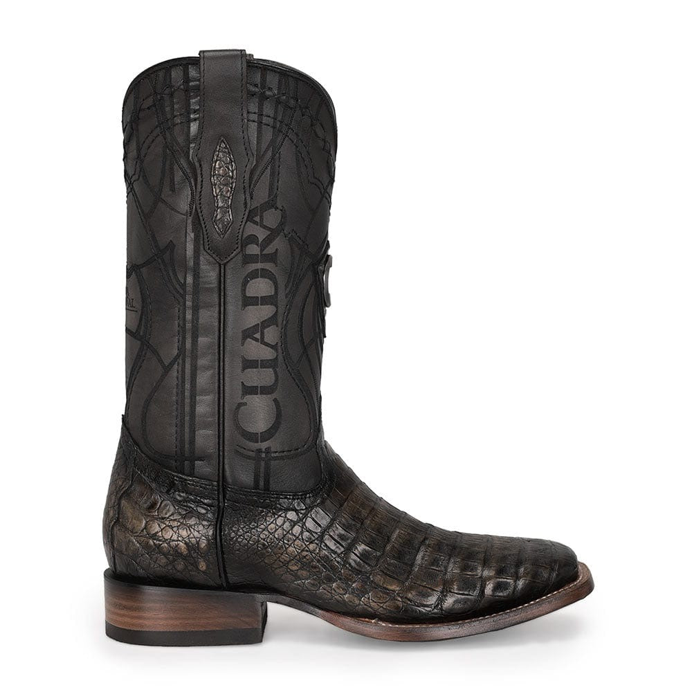 Cuadra Atlantic Black Sand Caiman Embroidery & Laser & Woven Square Toe