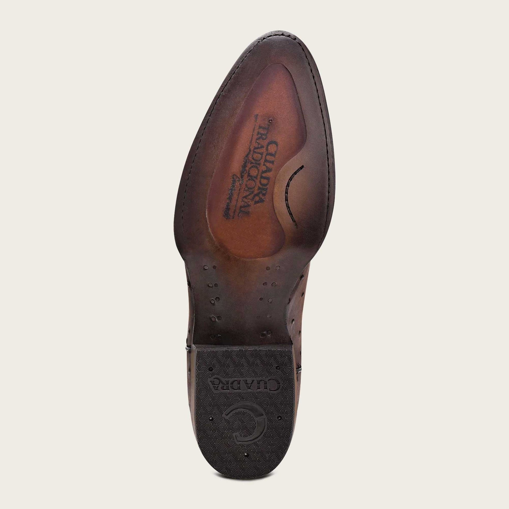 Cuadra Men’s Moroni Chestnut Ostrich Laser & Embroidery Round Toe