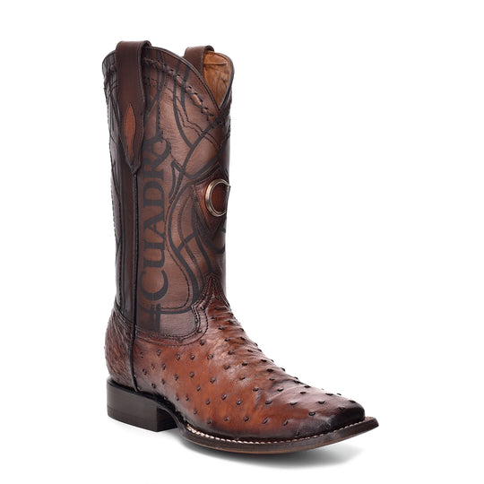 Men's Moroni Chestnut Ostrich Laser & Embroidery Square Toe