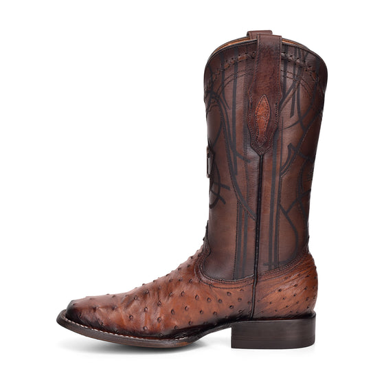 Men's Moroni Chestnut Ostrich Laser & Embroidery Square Toe – El ...