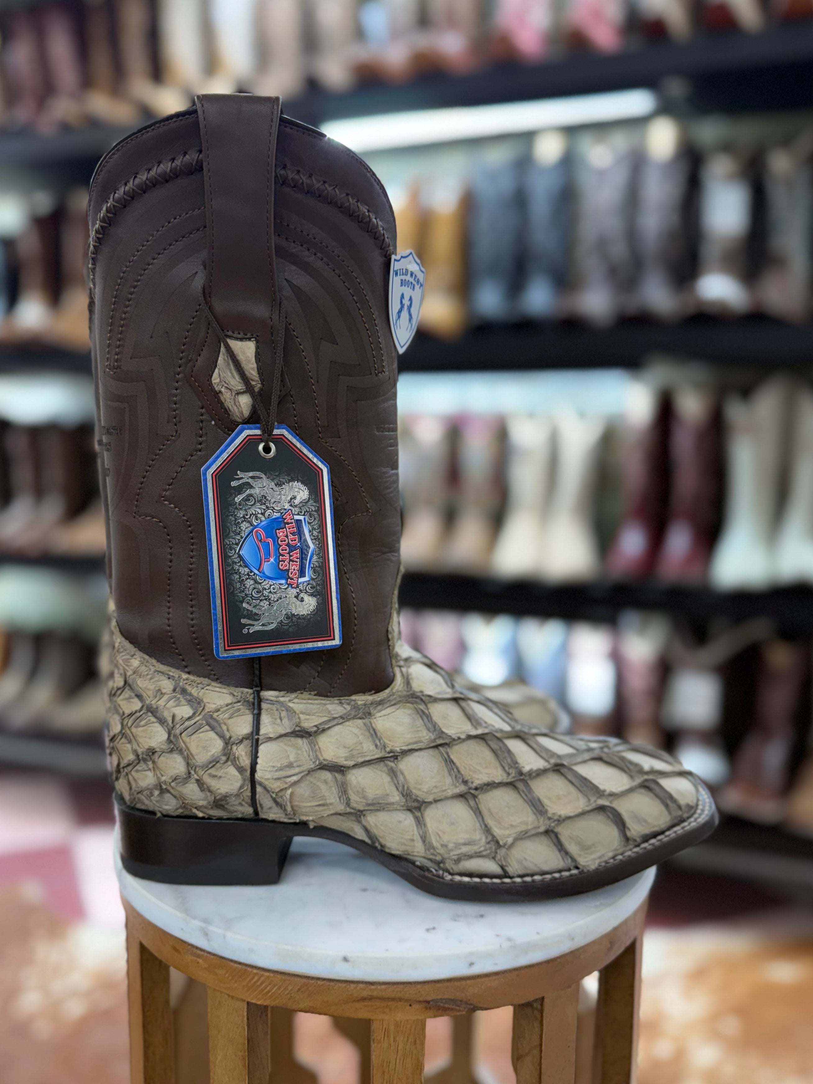 Wild West Boots Pirarucu Fish Square Toe