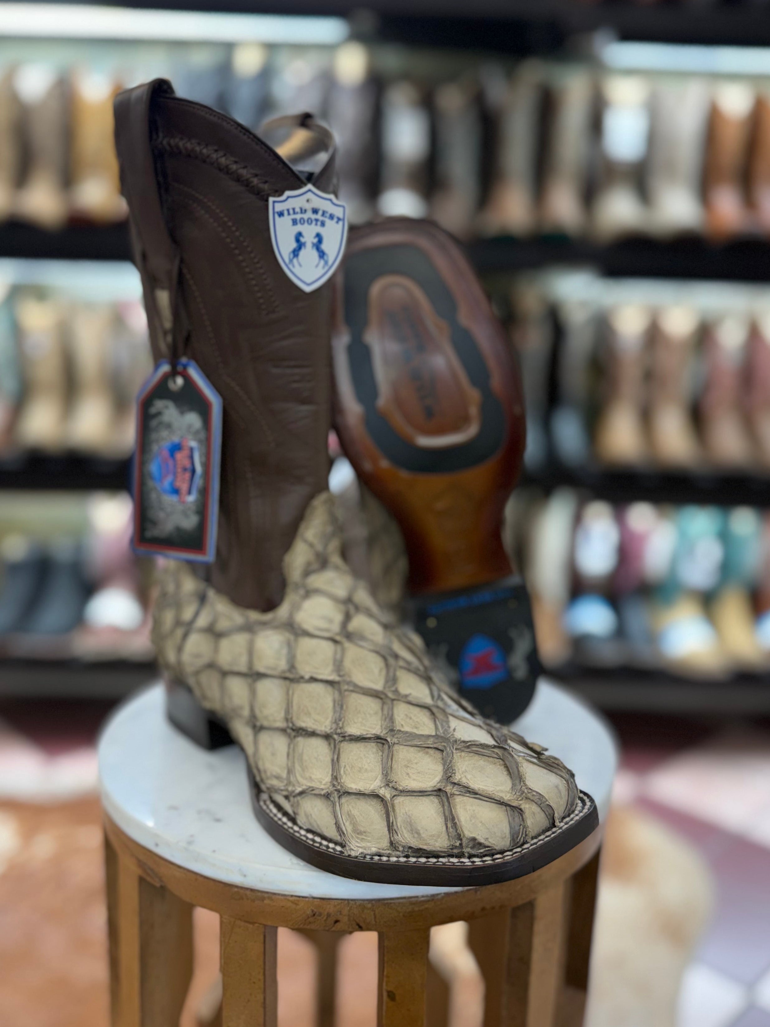 Wild West Boots Pirarucu Fish Square Toe