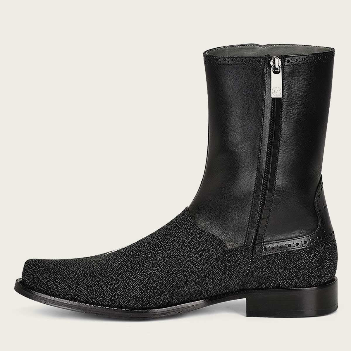 Cuadra Men's Black Stingray Zipper Round Toe