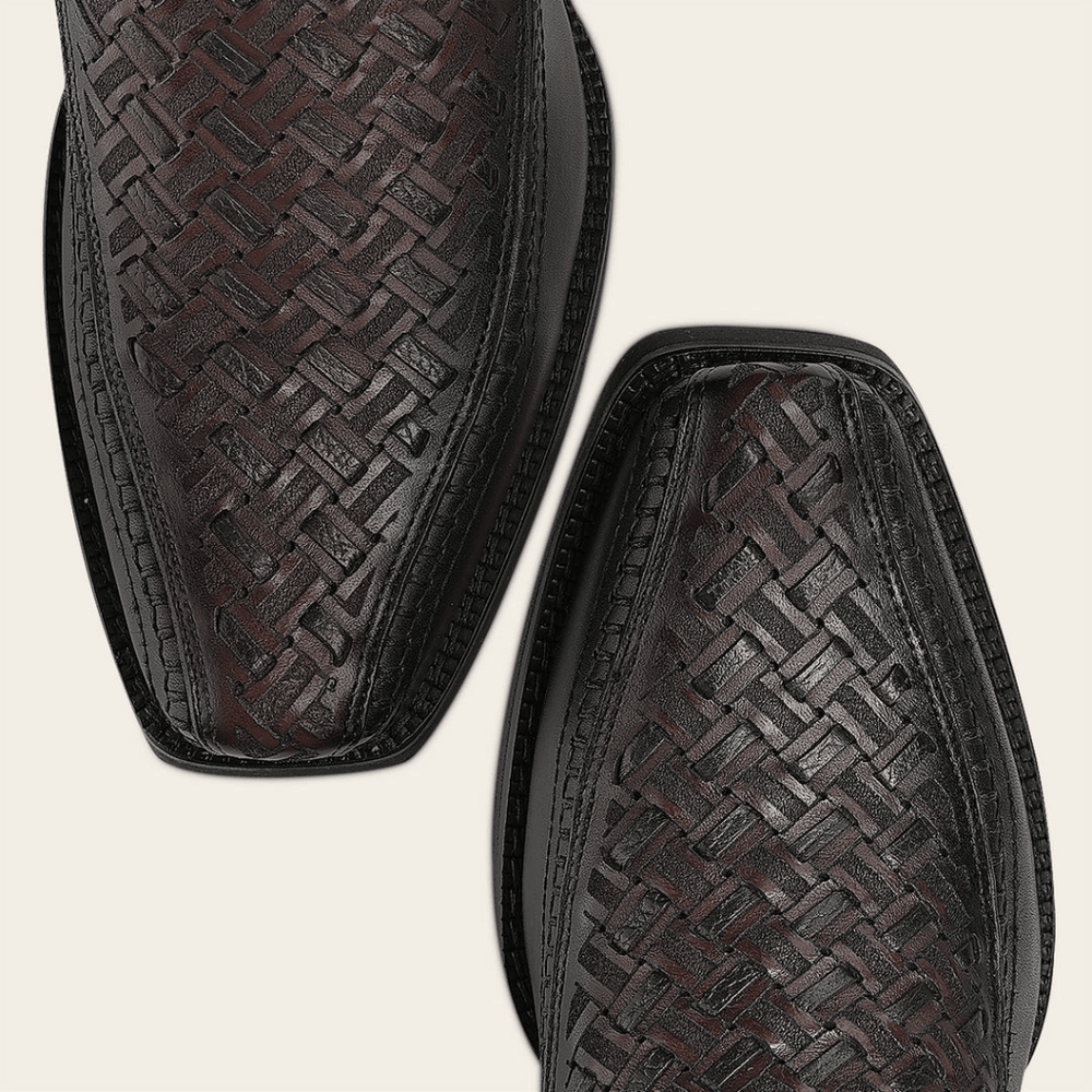 Cuadra Mens Chocolate Láser & Woven & Zipper Narrow Square Toe