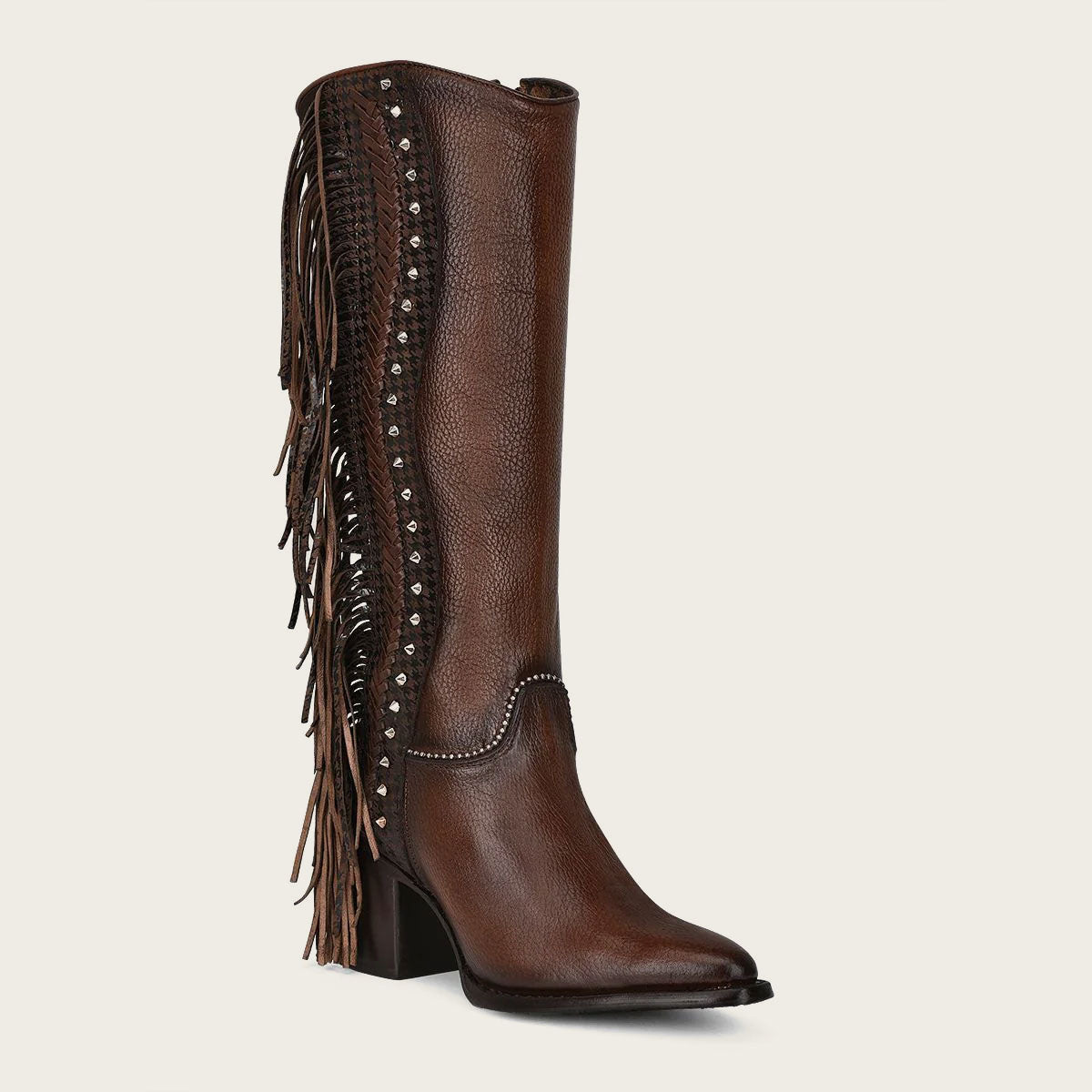 Cuadra Women's Brown Studs & Fringe Pointed Toe