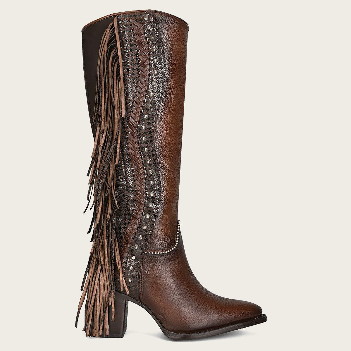 Cuadra Women's Brown Studs & Fringe Pointed Toe