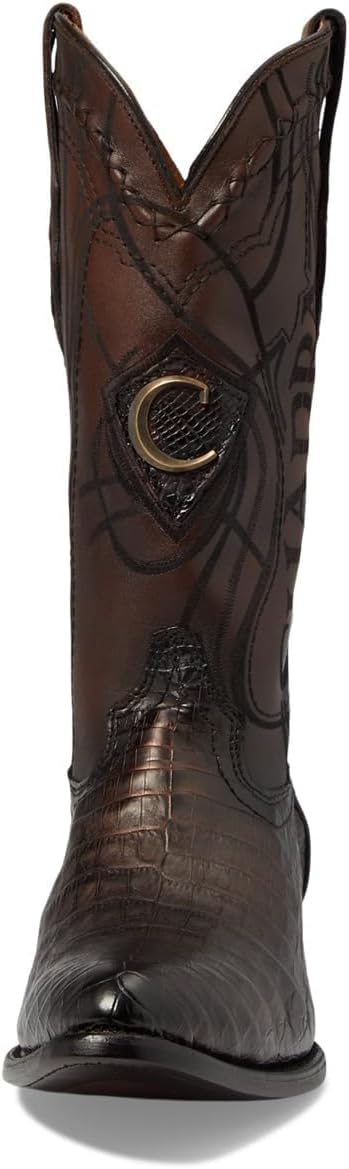 CUADRA Men's Brown Caiman Laser & Embroidery Round Toe