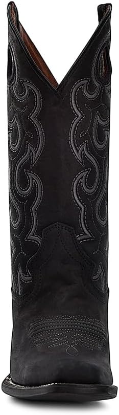 Circle G Women's Black Embroidery & Cut Out Square Toe