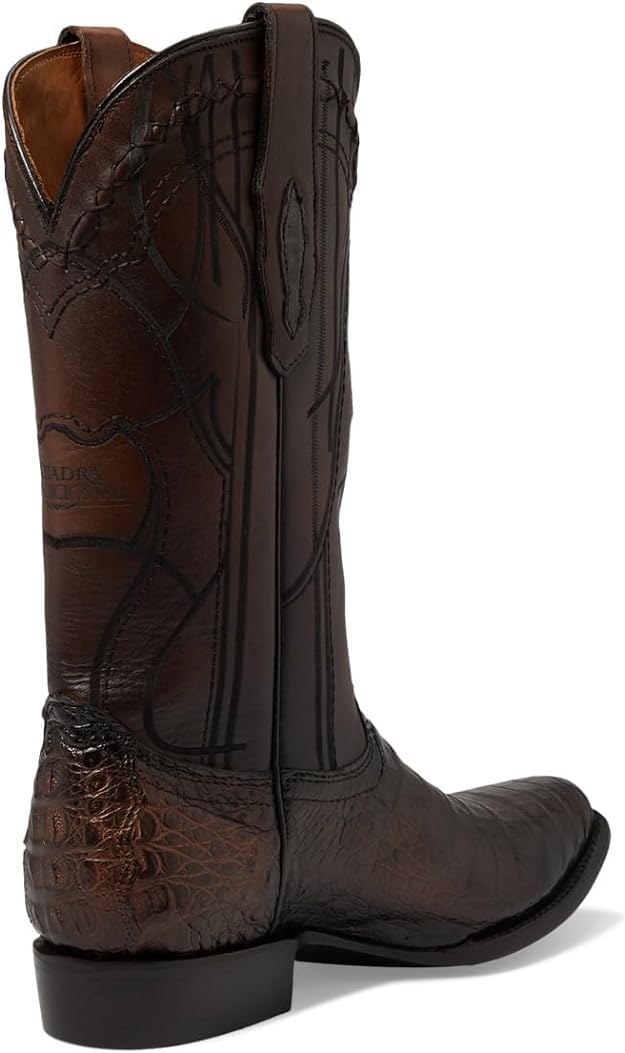 CUADRA Men's Brown Caiman Laser & Embroidery Round Toe