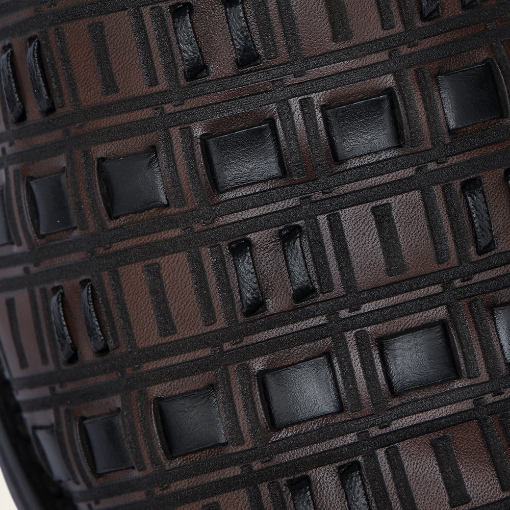 Cuadra Men’s Chocolate & Black Laser & Woven & Zipper Narrow Square Toe
