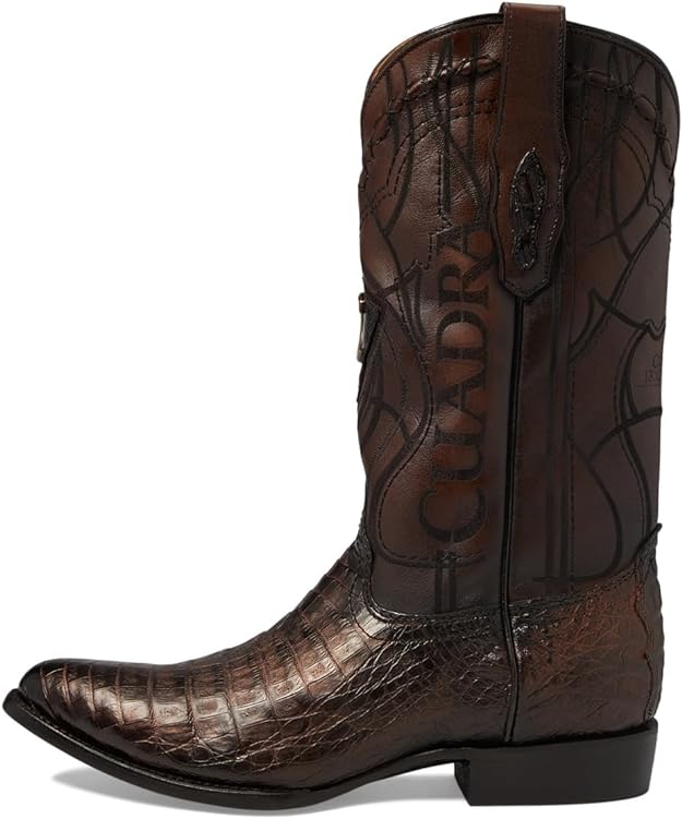 CUADRA Men's Brown Caiman Laser & Embroidery Round Toe