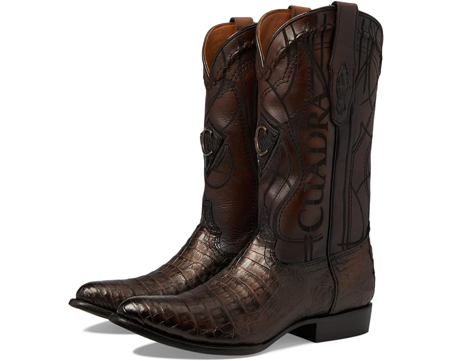 Cuadra Men's Paris Brown Caiman Laser & Embroidery Round Toe