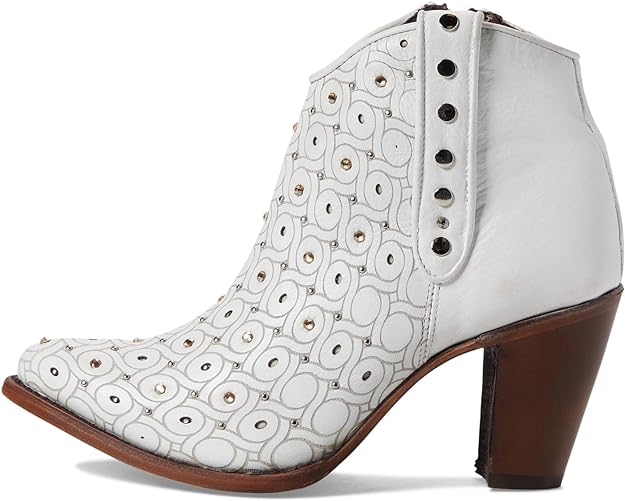 Cuadra Women's White Laser & Crystals & Studs Round Toe