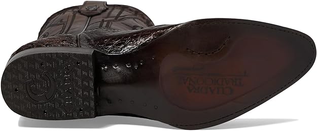 CUADRA Men's Brown Caiman Laser & Embroidery Round Toe