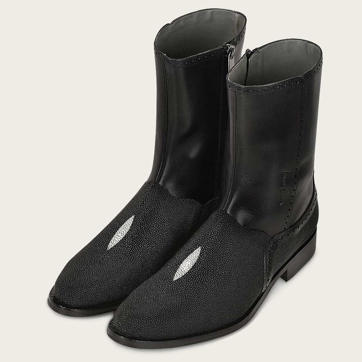 Cuadra Men's Black Stingray Zipper Round Toe