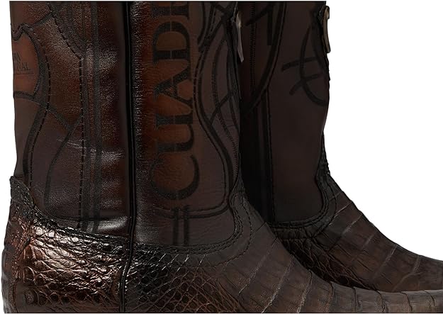 CUADRA Men's Brown Caiman Laser & Embroidery Round Toe