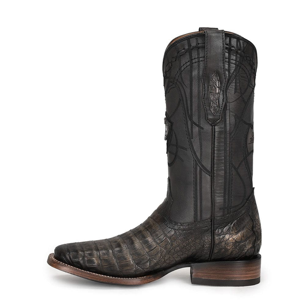 Cuadra Atlantic Black Sand Caiman Embroidery & Laser & Woven Square Toe