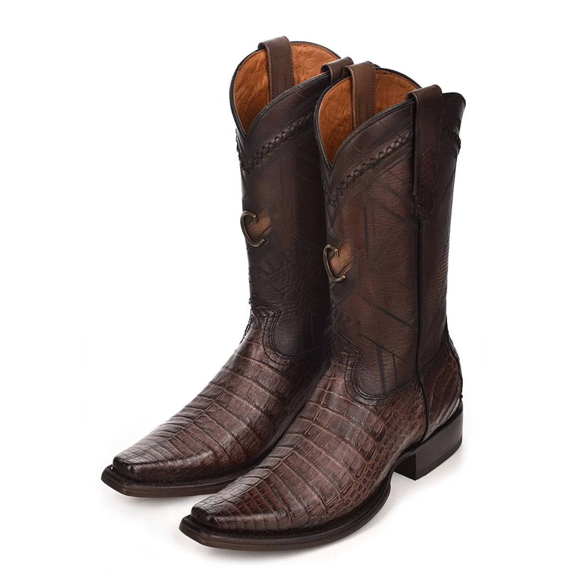 Cuadra Men’s Arauco Chocolate Caiman Laser & Woven Narrow Square Toe