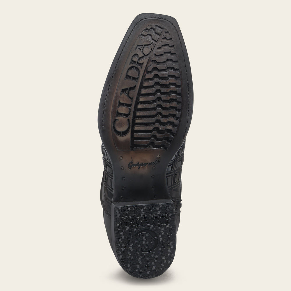 Cuadra Men’s Chocolate & Black Laser & Woven & Zipper Narrow Square Toe