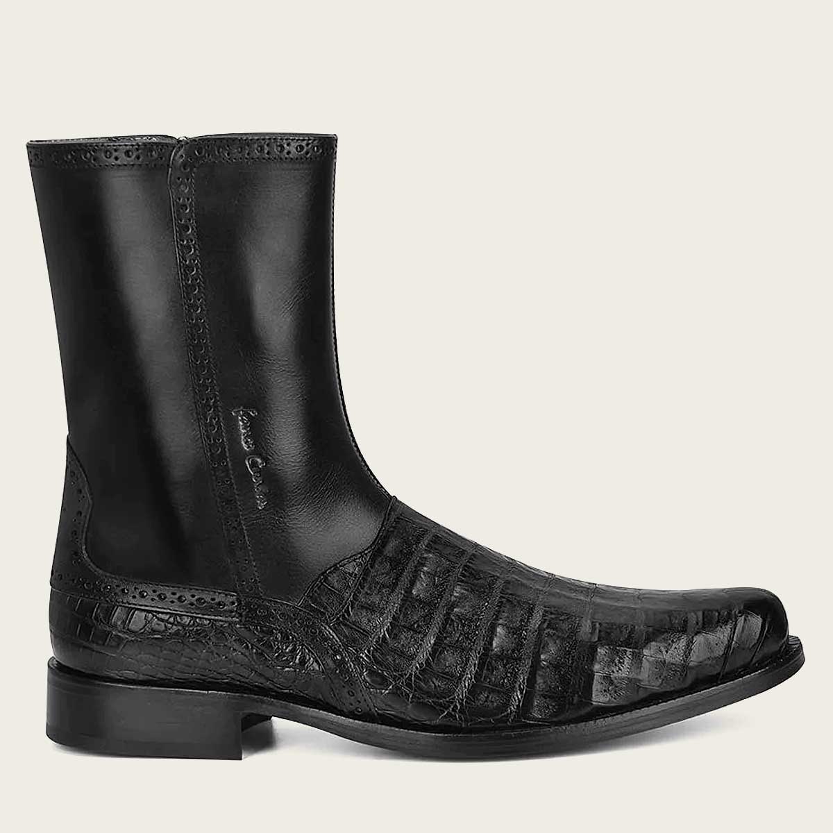 Franco Cuadra Men's Black Caiman Zipper Round Toe