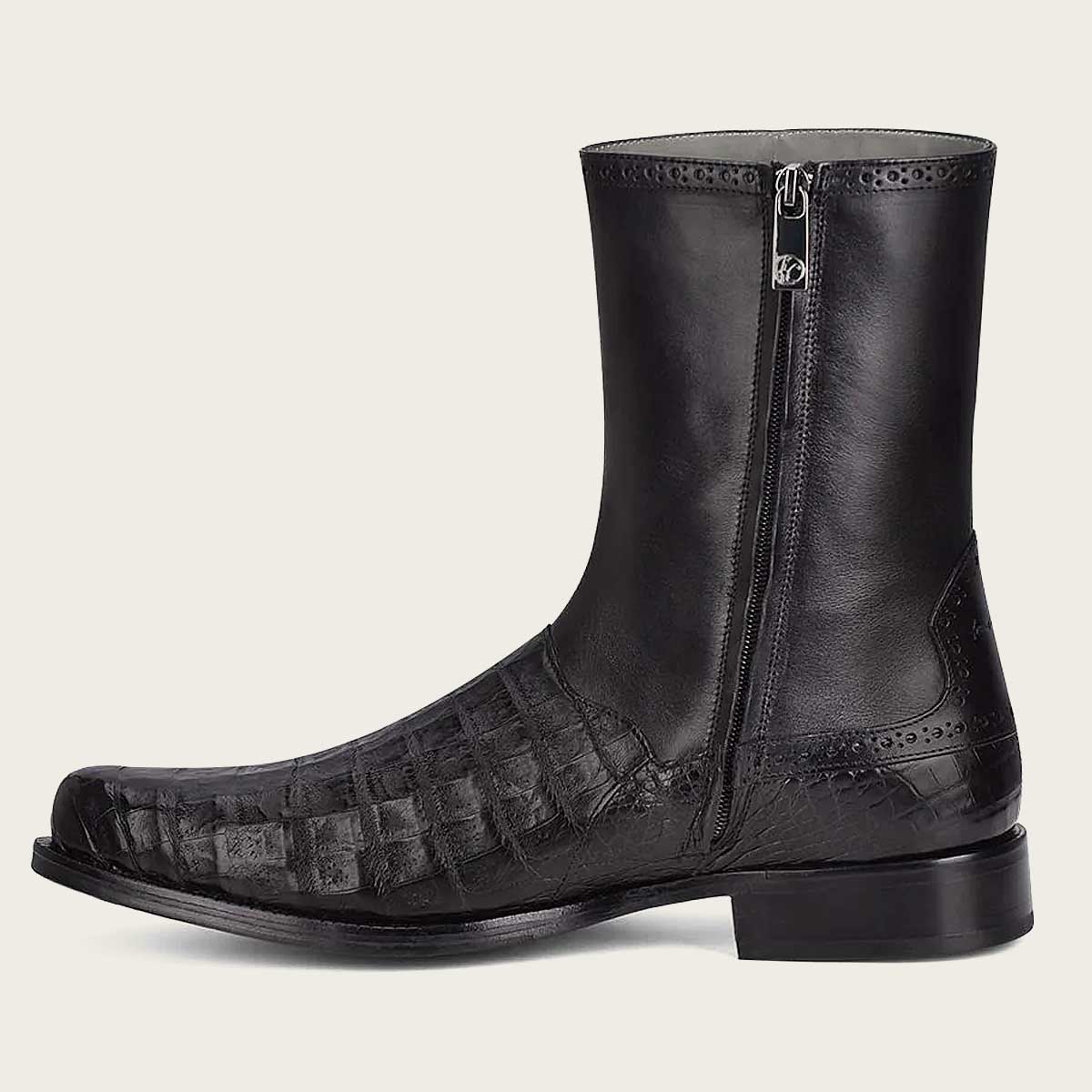 Franco Cuadra Men's Black Caiman Zipper Round Toe