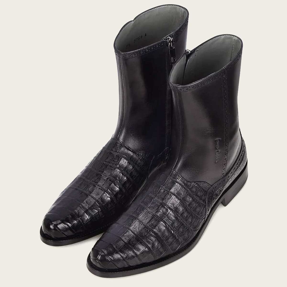 Franco Cuadra Men's Black Caiman Zipper Round Toe