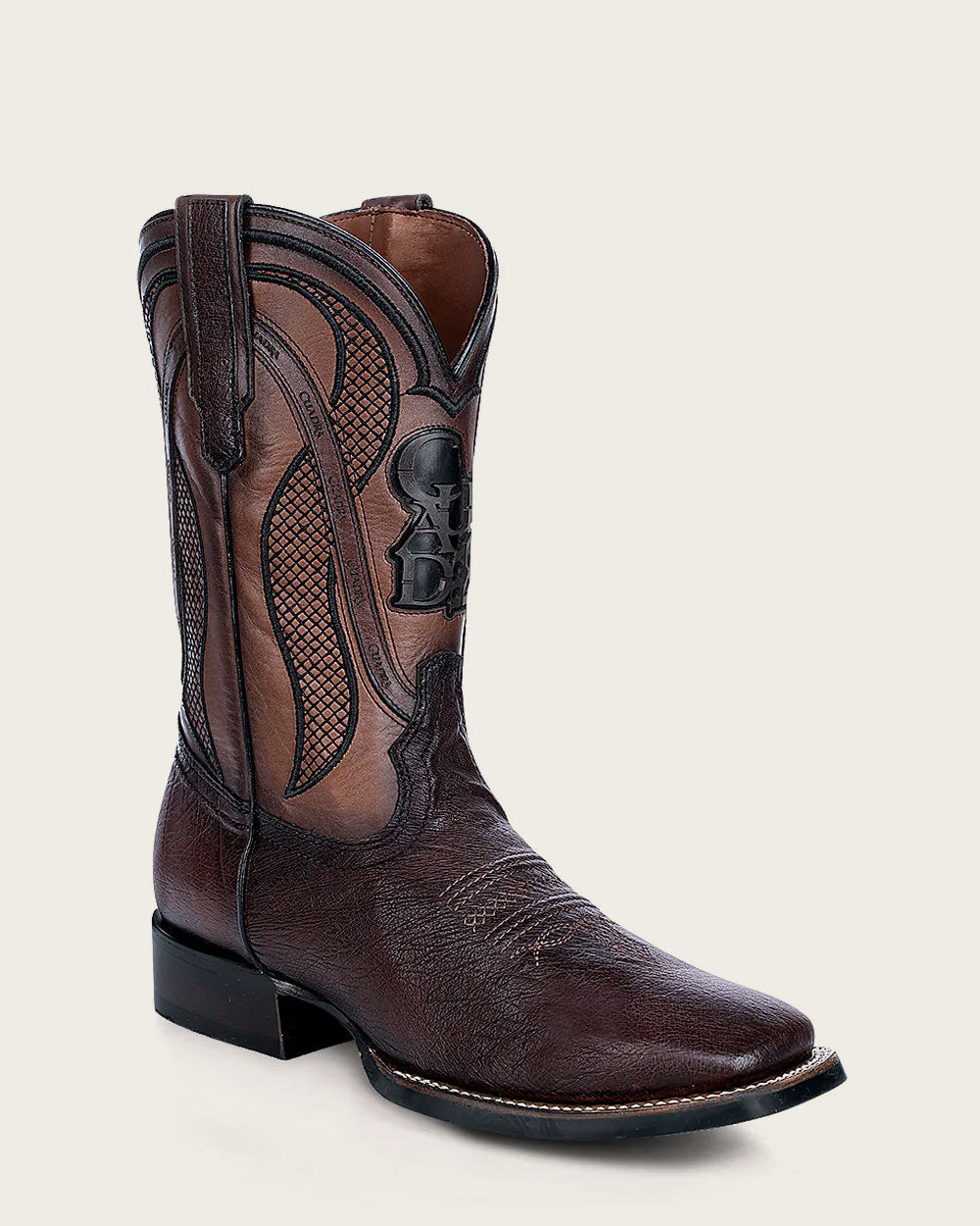 Cuadra Men’s Brown Ostrich Belly Laser & Woven Square Toe