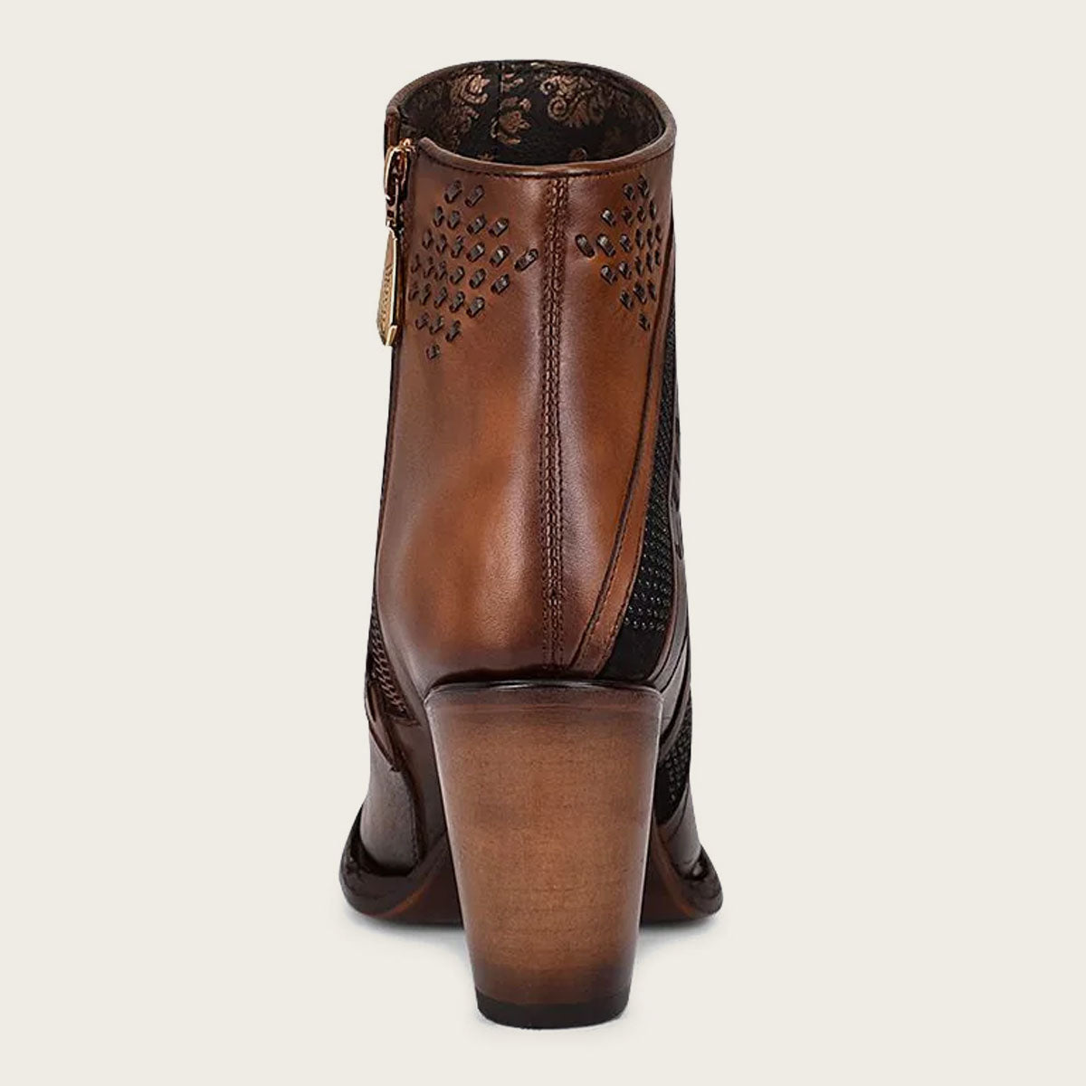 Cuadra Hand-painted brown leather ankle bootie