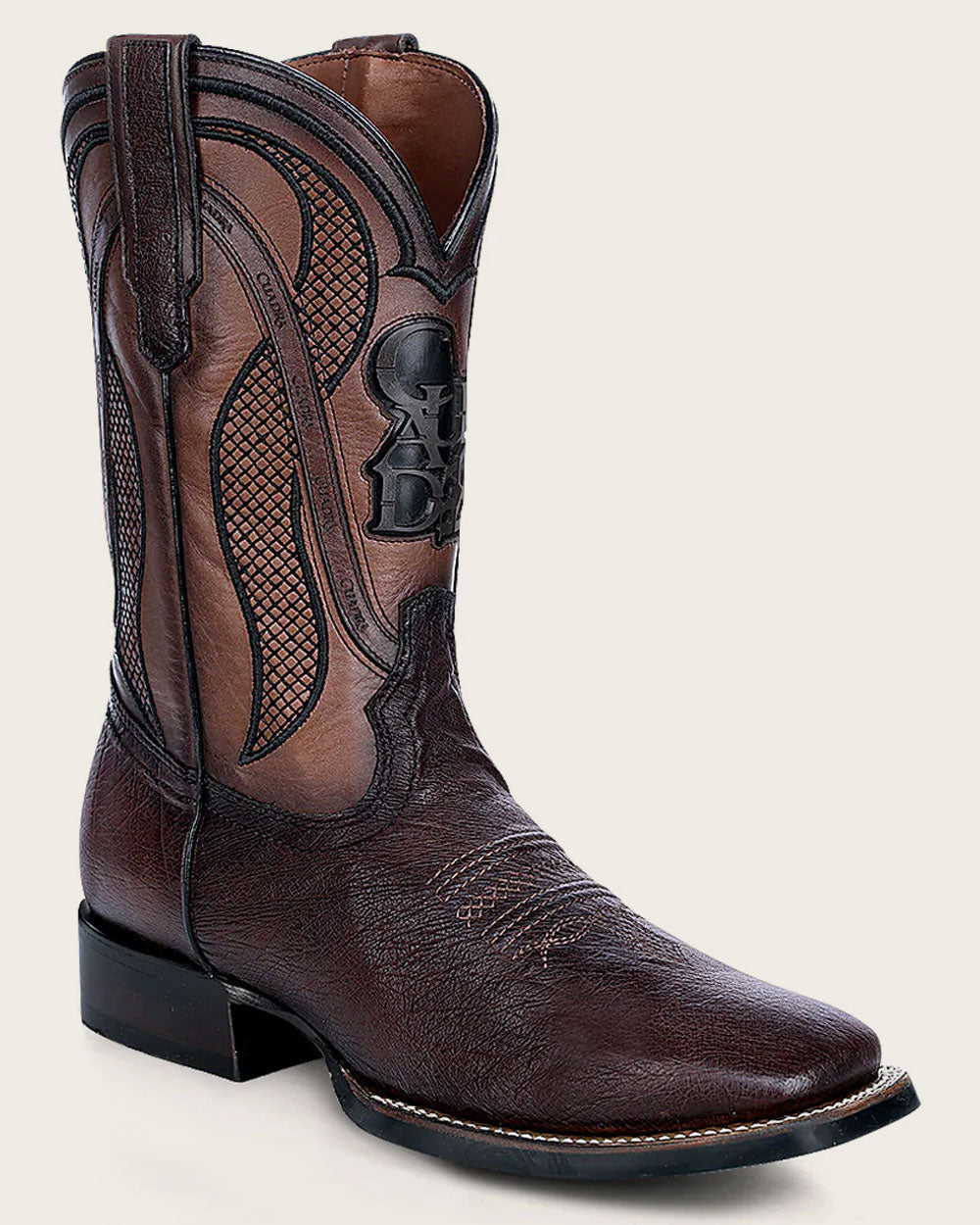 Cuadra Men’s Brown Ostrich Belly Laser & Woven Square Toe