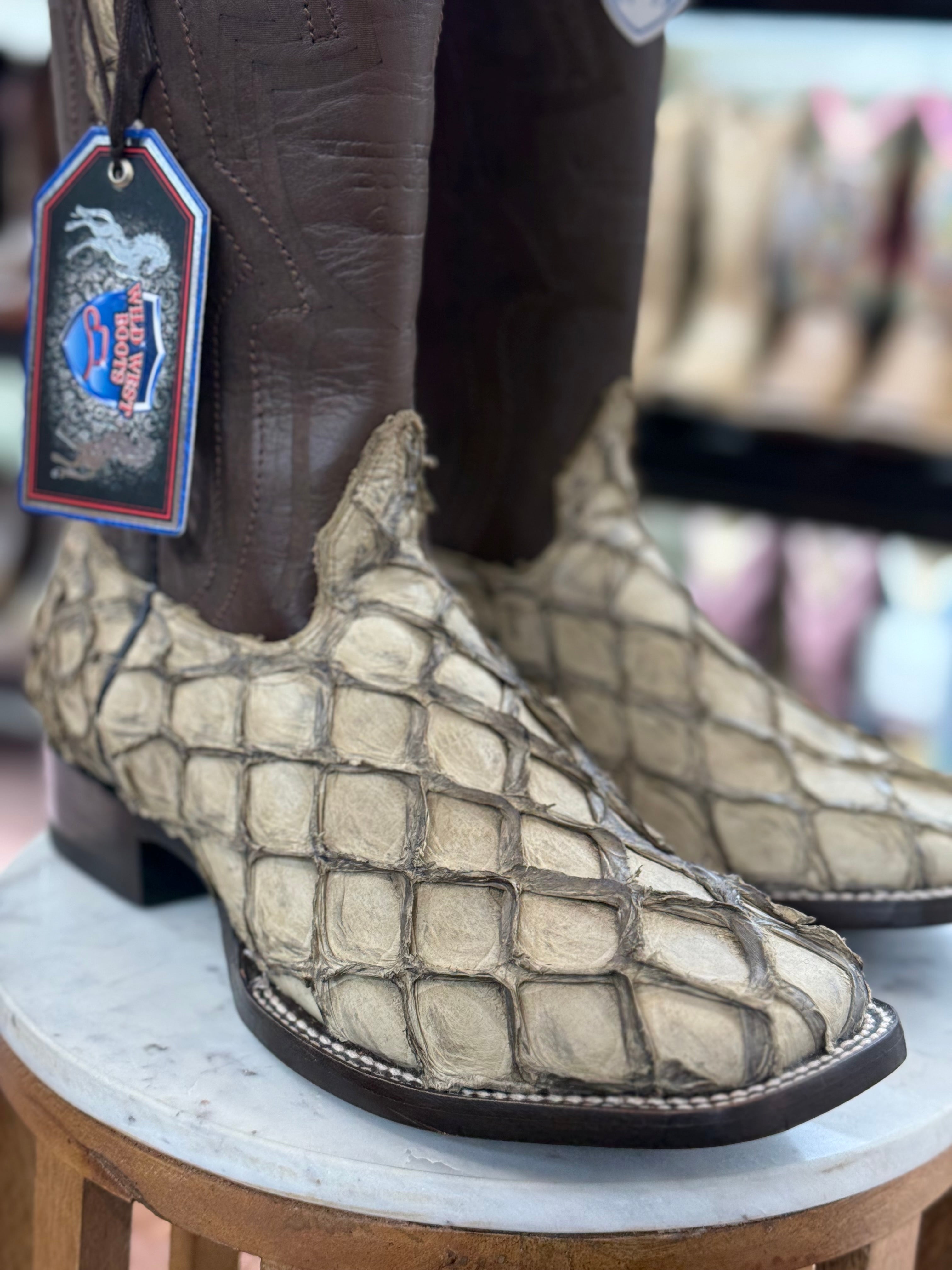 Wild West Boots Pirarucu Fish Square Toe